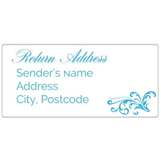 Avery Return Address Label Template with a blue flourish